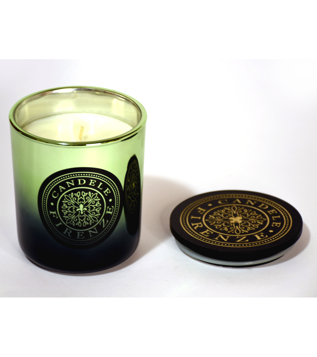 Свеќа Candele Firenze Glass (металик светло зелена засенчена)