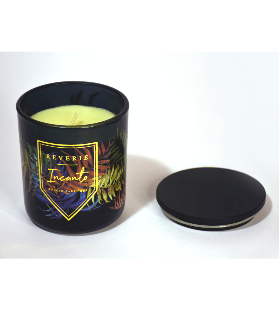 Свеќа Candele Firenze Glass Fantasy (црна со лисја)