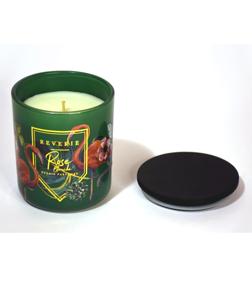 Свеќа Candele Firenze Glass Fantasy (зелена со фламинго)